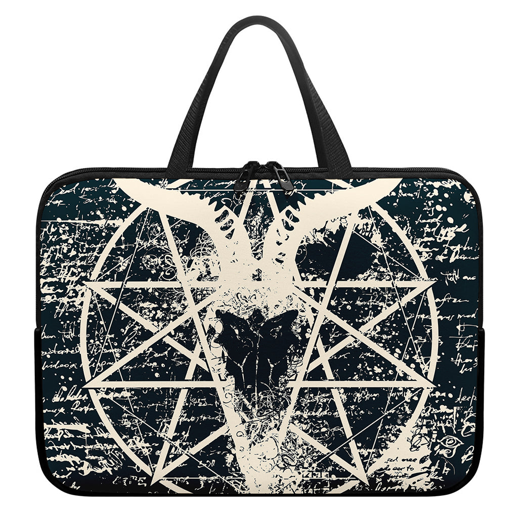 Satan Goat Skull Symbol Print Laptop Sleeve With Handle