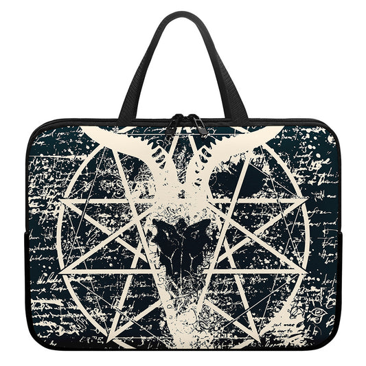 Satan Goat Skull Symbol Print Laptop Sleeve With Handle