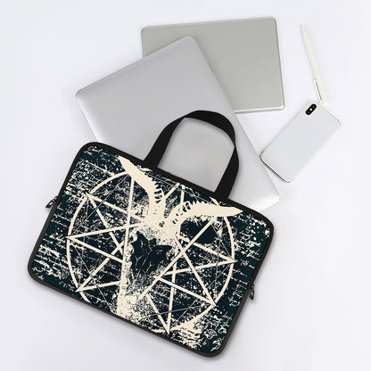 Satan Goat Skull Symbol Print Laptop Sleeve With Handle