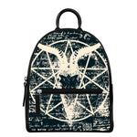 Satan Goat Skull Symbol Print Leather Backpack
