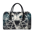 Satan Goat Skull Symbol Print Leather Duffel Bag