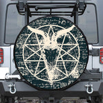 Satan Goat Skull Symbol Print Leather Spare Tire Cover