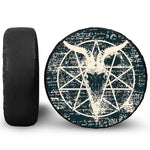 Satan Goat Skull Symbol Print Leather Spare Tire Cover