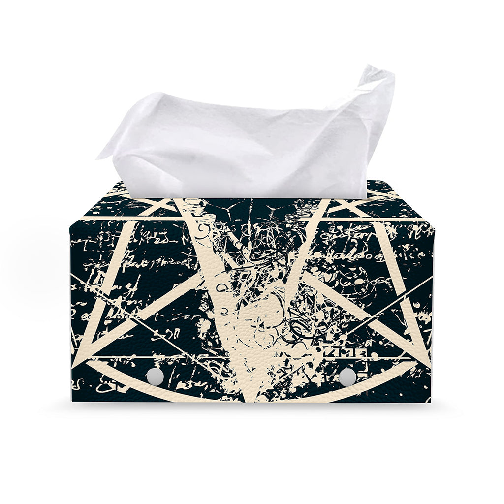 Satan Goat Skull Symbol Print Leather Tissue Box Cover