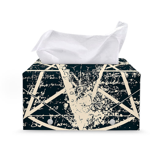 Satan Goat Skull Symbol Print Leather Tissue Box Cover