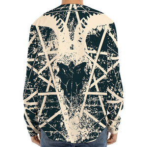 Satan Goat Skull Symbol Print Long Sleeve Baseball Jersey