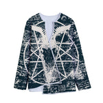 Satan Goat Skull Symbol Print Long Sleeve Short Coat