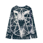 Satan Goat Skull Symbol Print Long Sleeve Short Coat