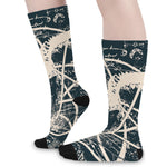 Satan Goat Skull Symbol Print Long Socks