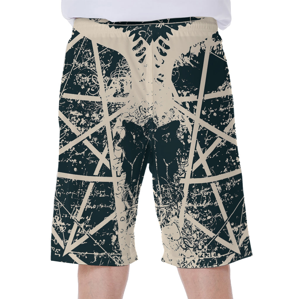 Satan Goat Skull Symbol Print Men's Beach Shorts