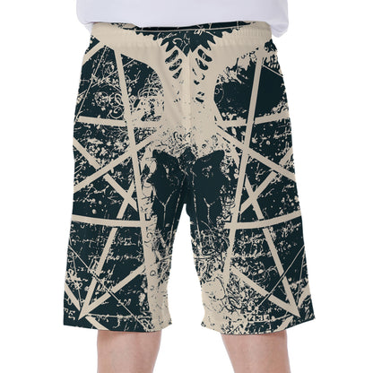 Satan Goat Skull Symbol Print Men's Beach Shorts