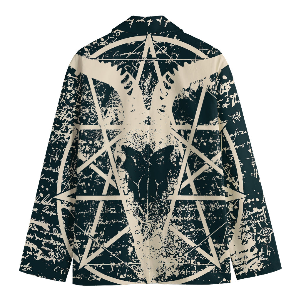 Satan Goat Skull Symbol Print Men's Blazer