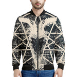 Satan Goat Skull Symbol Print Men's Bomber Jacket