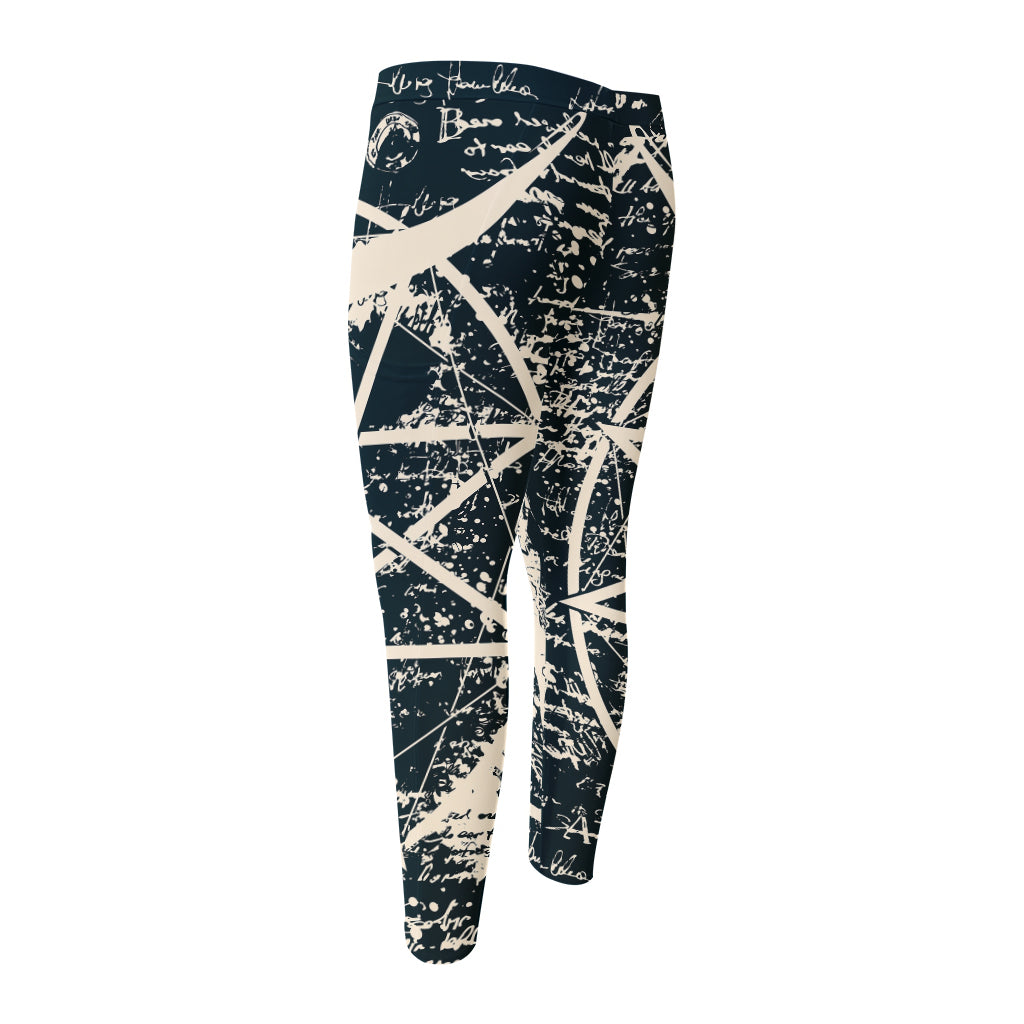 Satan Goat Skull Symbol Print Men's Compression Pants