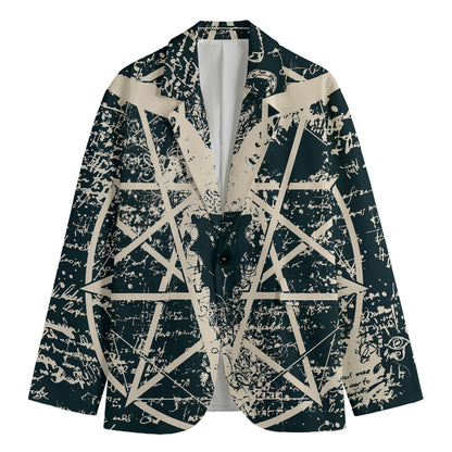 Satan Goat Skull Symbol Print Men's Cotton Blazer