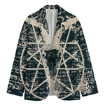 Satan Goat Skull Symbol Print Men's Cotton Blazer