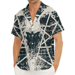 Satan Goat Skull Symbol Print Men's Deep V-Neck Shirt