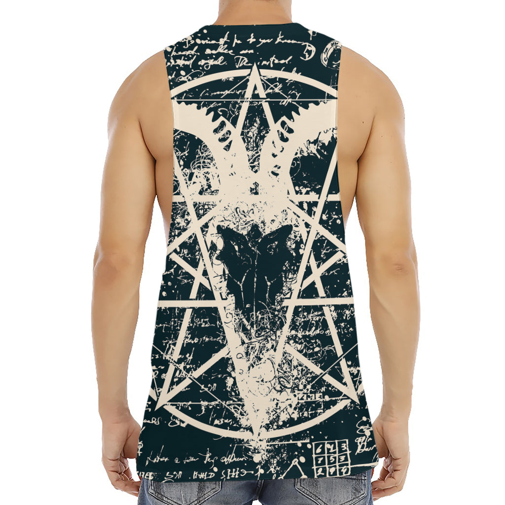 Satan Goat Skull Symbol Print Men's Muscle Tank Top
