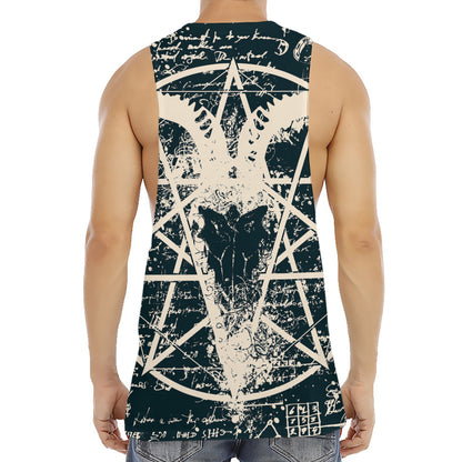 Satan Goat Skull Symbol Print Men's Muscle Tank Top