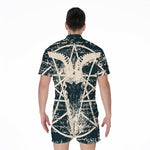Satan Goat Skull Symbol Print Men's Rompers
