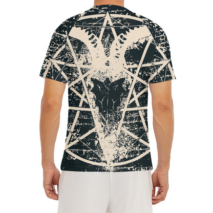 Satan Goat Skull Symbol Print Men's Short Sleeve Rash Guard