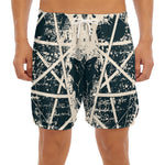 Satan Goat Skull Symbol Print Men's Split Running Shorts