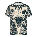 Satan Goat Skull Symbol Print Men's Athletic T-Shirt