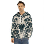Satan Goat Skull Symbol Print Men's Velvet Pullover Hoodie