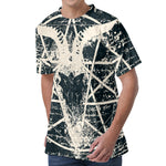 Satan Goat Skull Symbol Print Men's Velvet T-Shirt