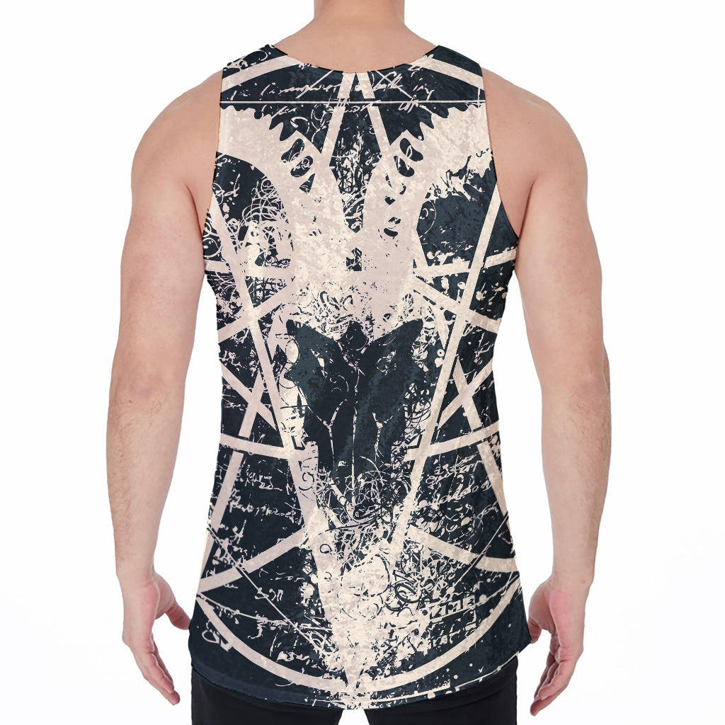 Satan Goat Skull Symbol Print Men's Velvet Tank Top