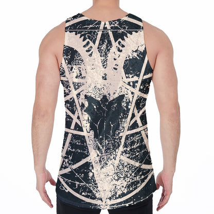 Satan Goat Skull Symbol Print Men's Velvet Tank Top