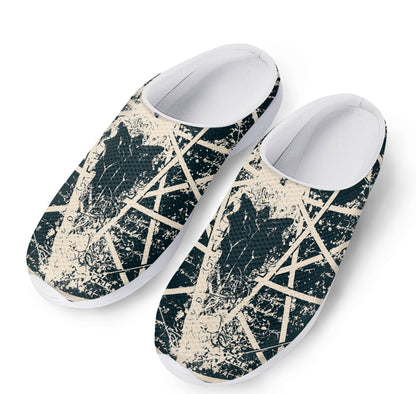 Satan Goat Skull Symbol Print Mesh Casual Shoes