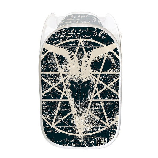 Satan Goat Skull Symbol Print Mesh Laundry Hamper