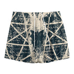 Satan Goat Skull Symbol Print Mesh Shorts