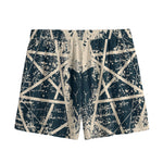 Satan Goat Skull Symbol Print Mesh Shorts