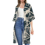 Satan Goat Skull Symbol Print Open Front Beach Cover Up