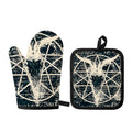 Satan Goat Skull Symbol Print Oven Mitt And Pot Holder Set