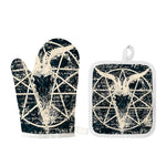 Satan Goat Skull Symbol Print Oven Mitt And Pot Holder Set