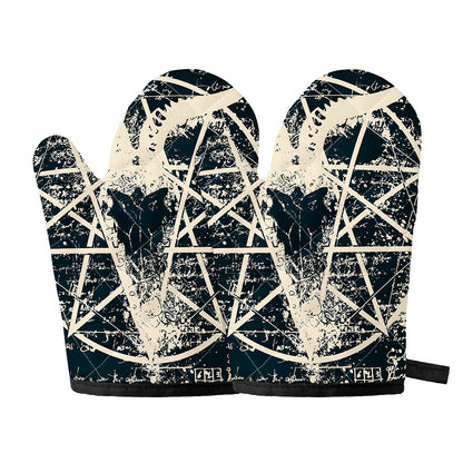 Satan Goat Skull Symbol Print Oven Mitts