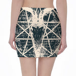 Satan Goat Skull Symbol Print Pencil Mini Skirt