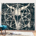 Satan Goat Skull Symbol Print Pencil Pleat Curtains