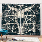 Satan Goat Skull Symbol Print Pencil Pleat Curtains