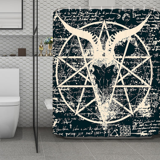 Satan Goat Skull Symbol Print Polyester Shower Curtain