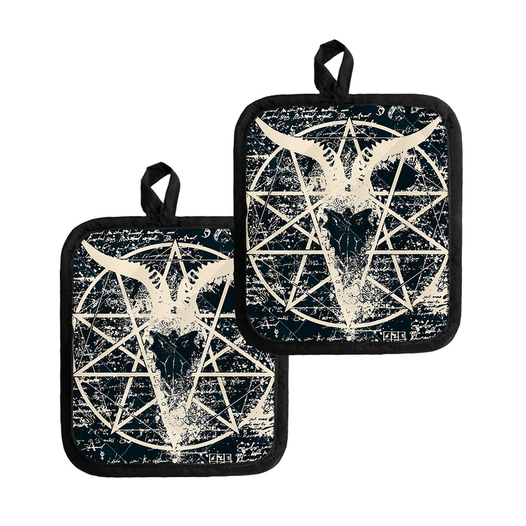 Satan Goat Skull Symbol Print Pot Holders