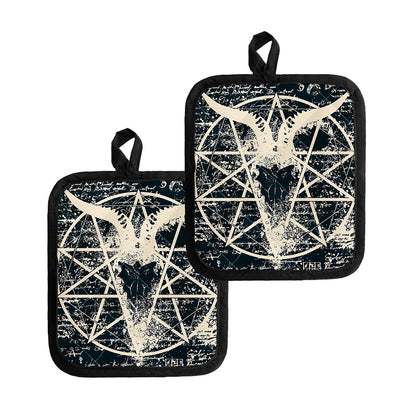 Satan Goat Skull Symbol Print Pot Holders