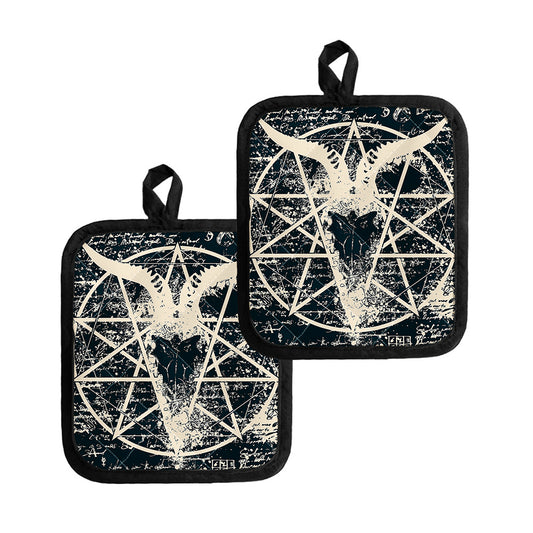 Satan Goat Skull Symbol Print Pot Holders