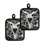 Satan Goat Skull Symbol Print Pot Holders