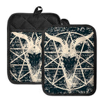 Satan Goat Skull Symbol Print Pot Holders With Pocket