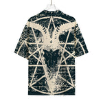 Satan Goat Skull Symbol Print Rayon Hawaiian Shirt