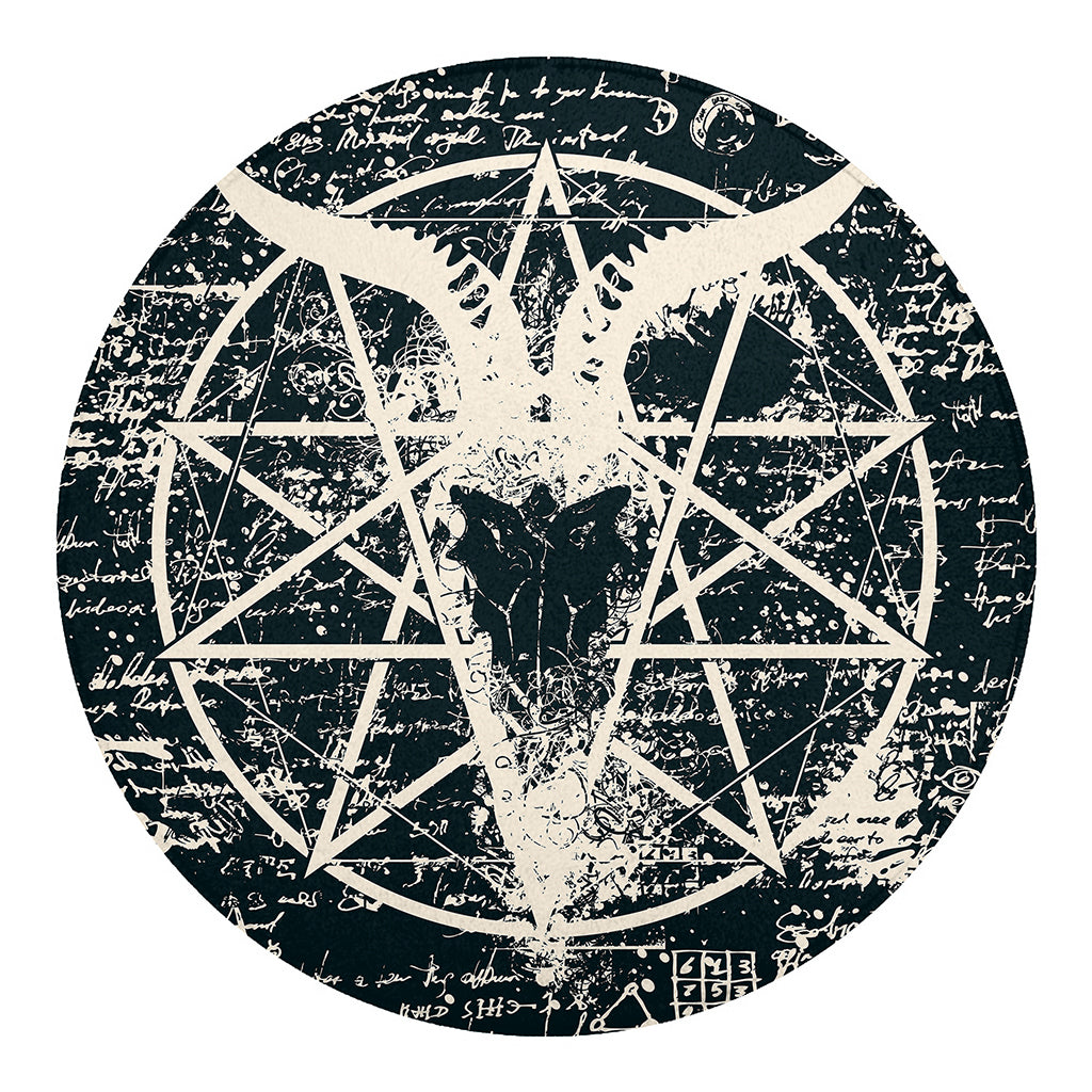 Satan Goat Skull Symbol Print Round Blanket